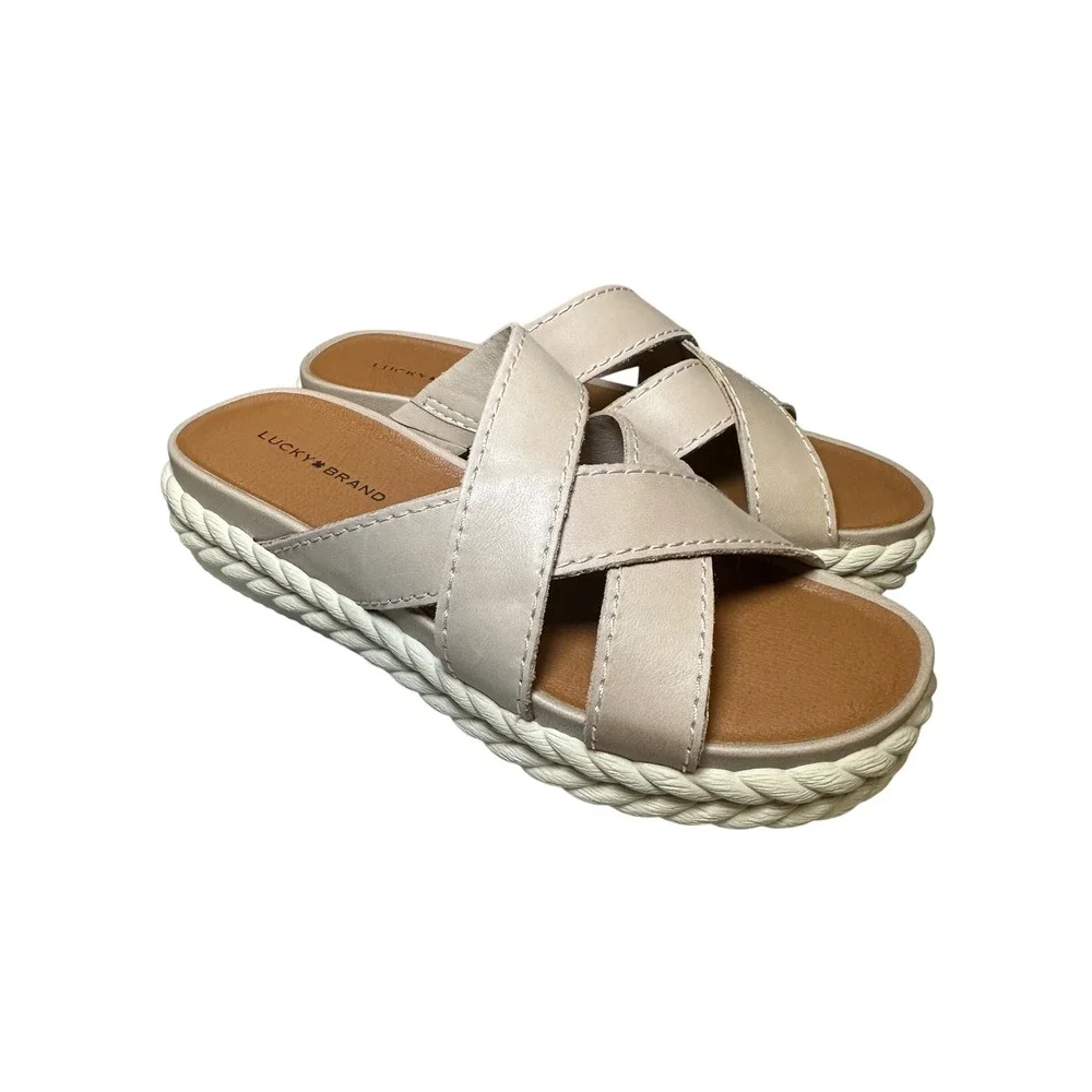 Lucky Brand LK-Loftee Platform Slide Sandals Smoke Grey Women's 6.5M New